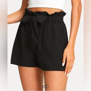 Belted High-Rise Paperbag Waist Shorts with Pockets - LARGE